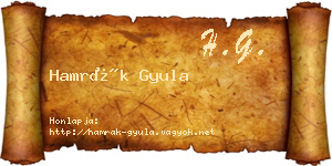 Hamrák Gyula névjegykártya
